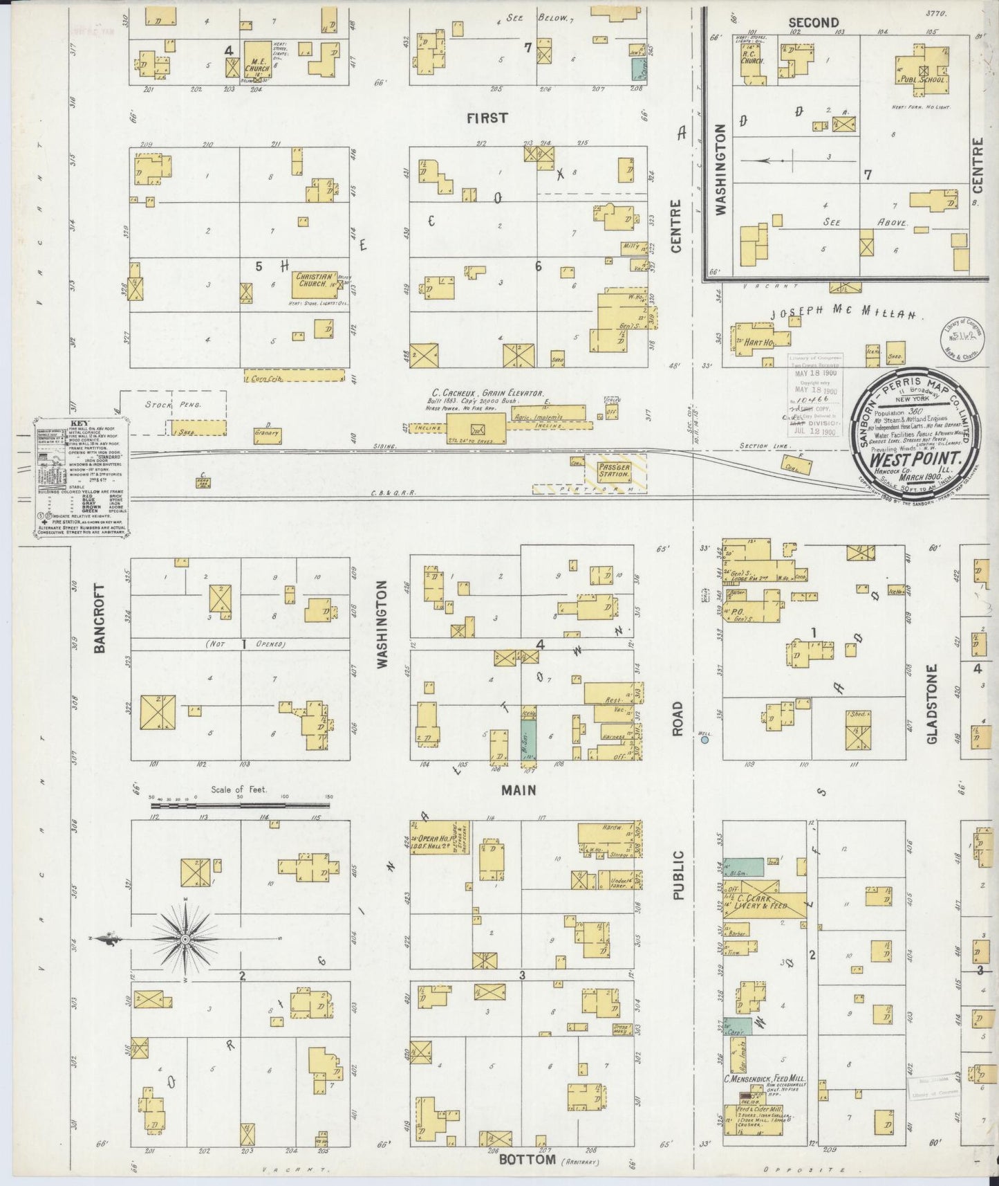 Sanborn Fire Insurance Map from West Point, Hancock County, Illinois (1900), Sheet #0001 - Historic Sanborn Fire Insurance Map Print, vintage old map wall art, antique decor, genealogy gift, Illinois Illinois map