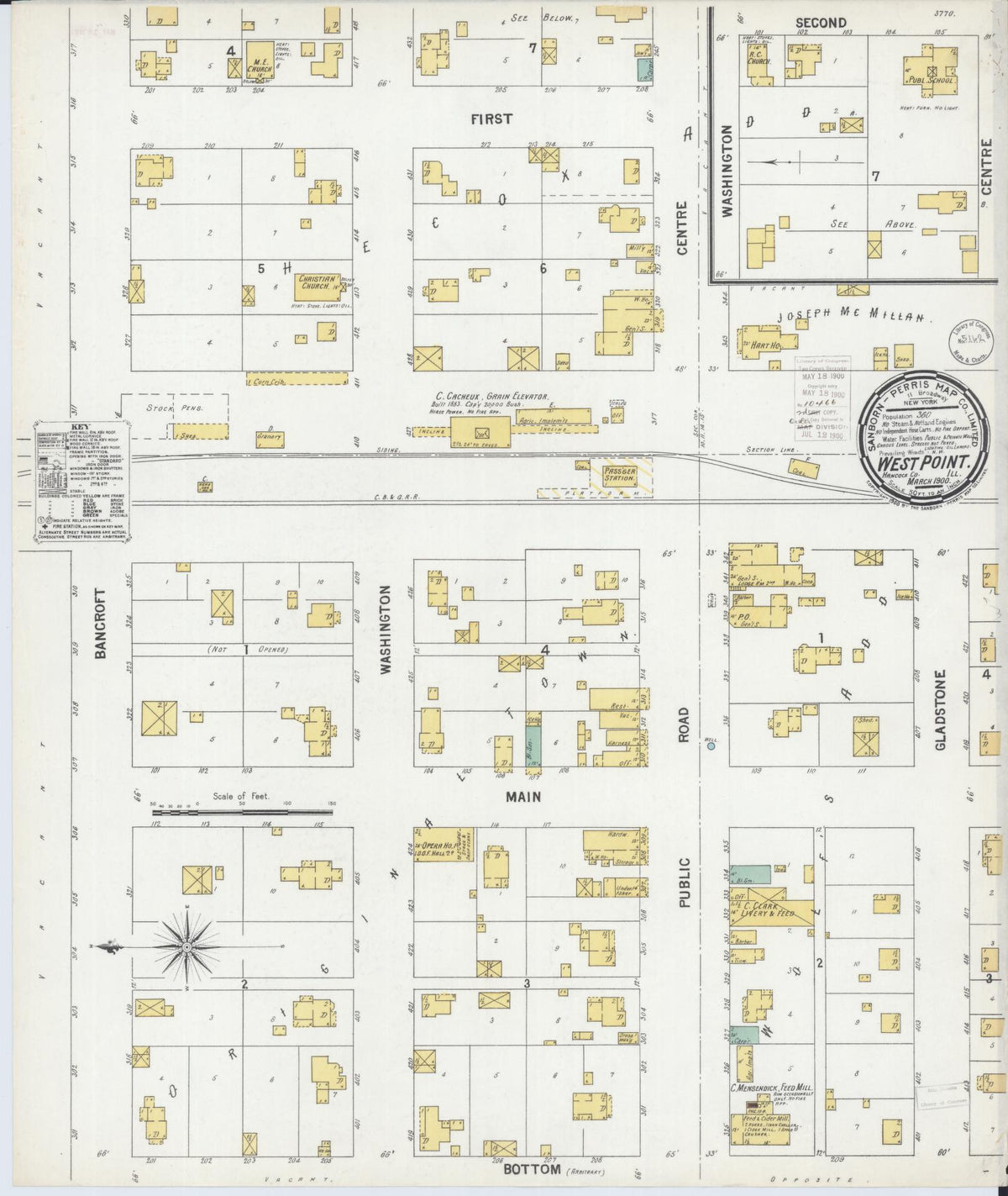 Sanborn Fire Insurance Map from West Point, Hancock County, Illinois (1900), Sheet #0001 - Historic Sanborn Fire Insurance Map Print, vintage old map wall art, antique decor, genealogy gift, Illinois Illinois map