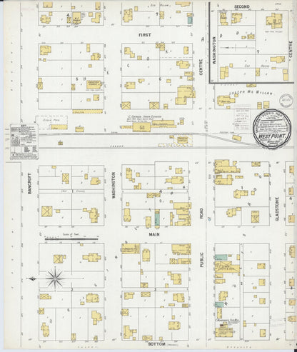 Sanborn Fire Insurance Map from West Point, Hancock County, Illinois (1900), Sheet #0001 - Historic Sanborn Fire Insurance Map Print, vintage old map wall art, antique decor, genealogy gift, Illinois Illinois map