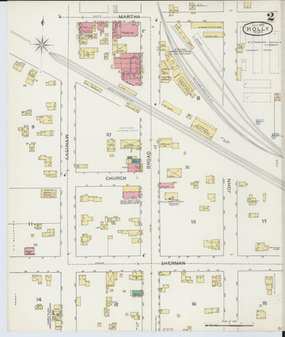 Sanborn Fire Insurance Map from Holly, Oakland County, Michigan (1893), Sheet #0002 - Complete Map Set gallery image, historic Sanborn map, vintage wall art, Michigan Michigan