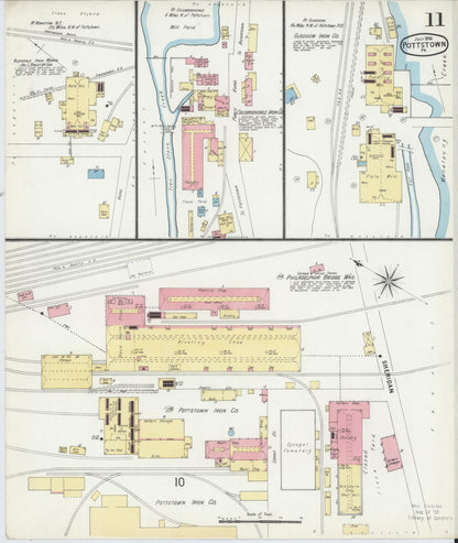Sanborn Fire Insurance Map from Pottstown, Montgomery County, Pennsylvania (1896), Sheet #0011 - Historic Sanborn Fire Insurance Map Print, vintage old map wall art, antique decor, genealogy gift, Pennsylvania Pennsylvania map