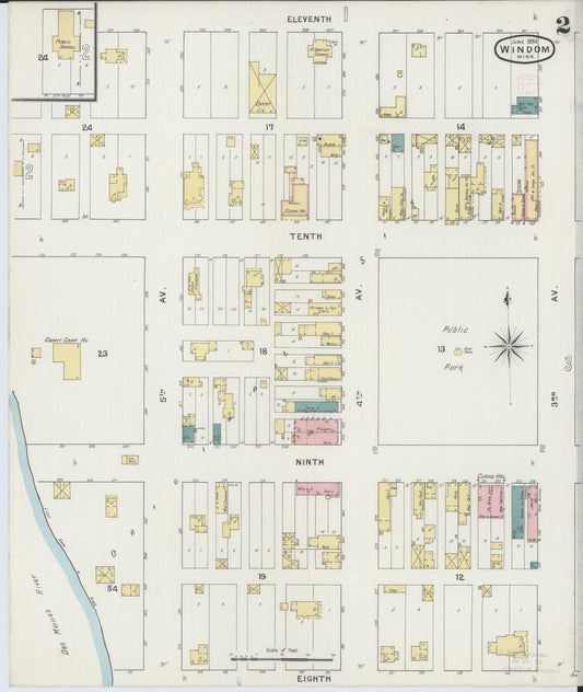 Sanborn Fire Insurance Map from Windom, Cottonwood County, Minnesota (1894), Sheet #0002 - Historic Sanborn Fire Insurance Map Print, vintage old map wall art, antique decor, genealogy gift, Minnesota Minnesota map