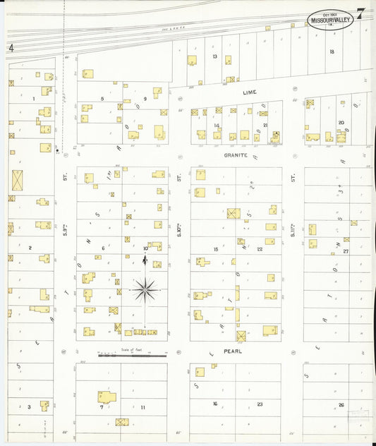 Sanborn Fire Insurance Map from Missouri Valley, Harrison County, Iowa (1901), Sheet #0007 - Historic Sanborn Fire Insurance Map Print, vintage old map wall art