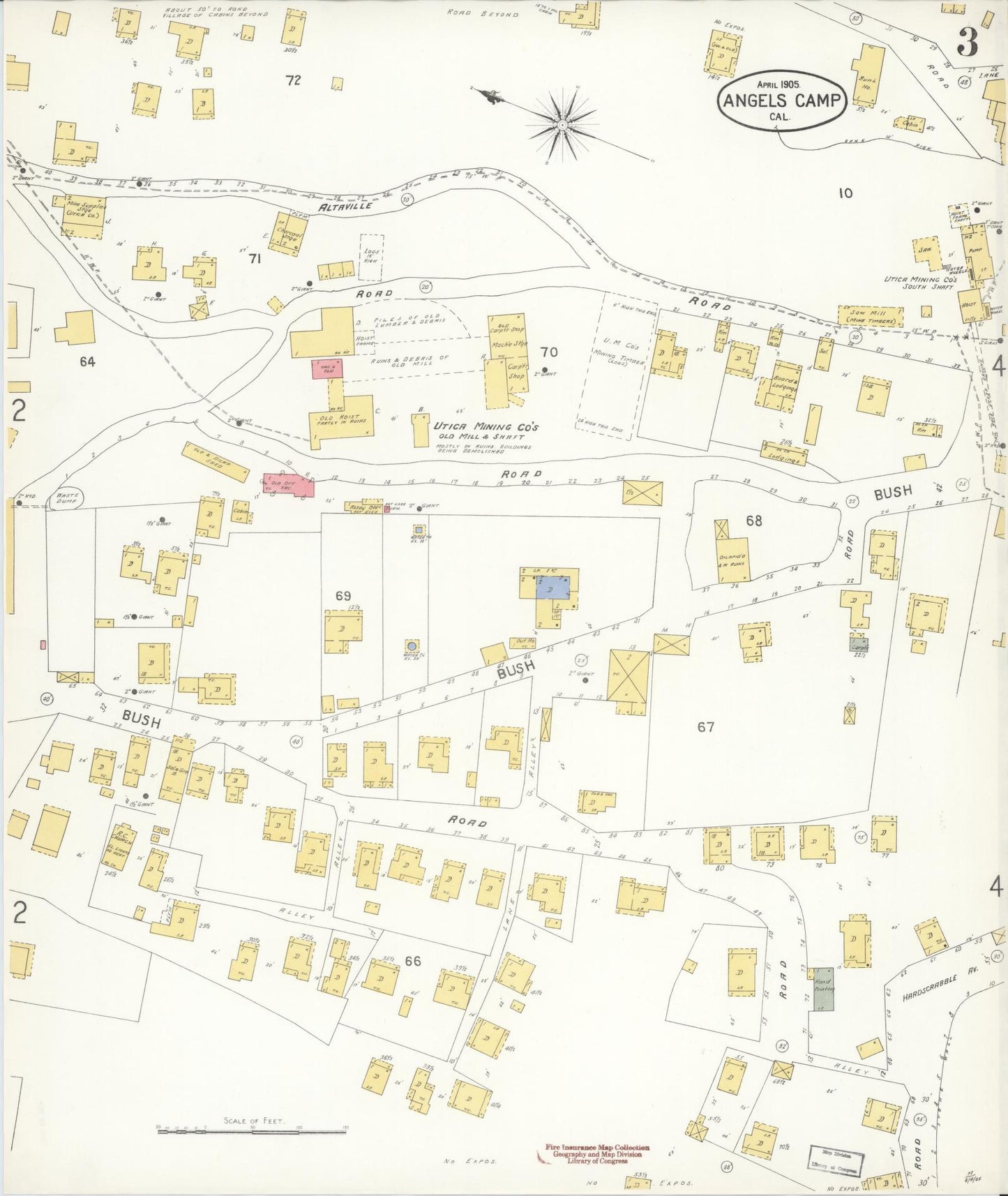 Sanborn Fire Insurance Map from Angels Camp, Calaveras County, California (1905), Sheet #0003 - Historic Sanborn Fire Insurance Map Print, vintage old map wall art, antique decor, genealogy gift, California California map