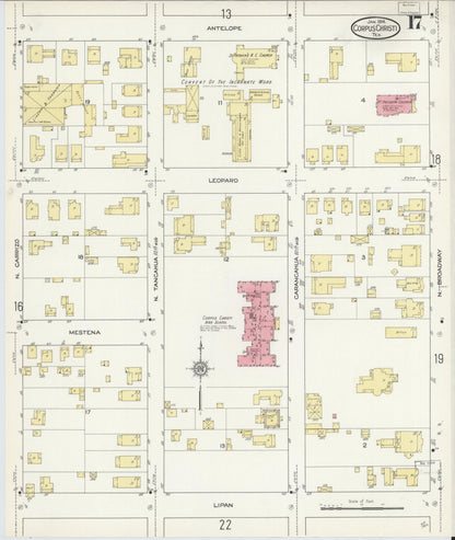 Sanborn Fire Insurance Map from Corpus Christi, Nueces County, Texas (1914), Sheet #0017 - Complete Map Set gallery image, historic Sanborn map, vintage wall art, Texas Texas