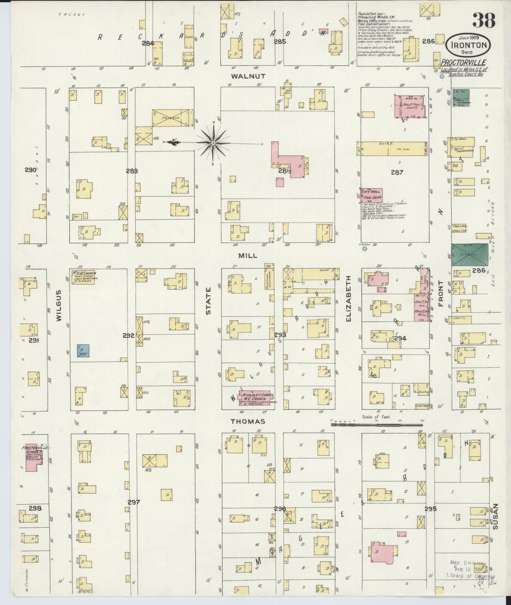 Sanborn Fire Insurance Map from Ironton, Lawrence County, Ohio (1909), Sheet #0038 - Historic Sanborn Fire Insurance Map Print, vintage old map wall art, antique decor, genealogy gift, Ohio Ohio map