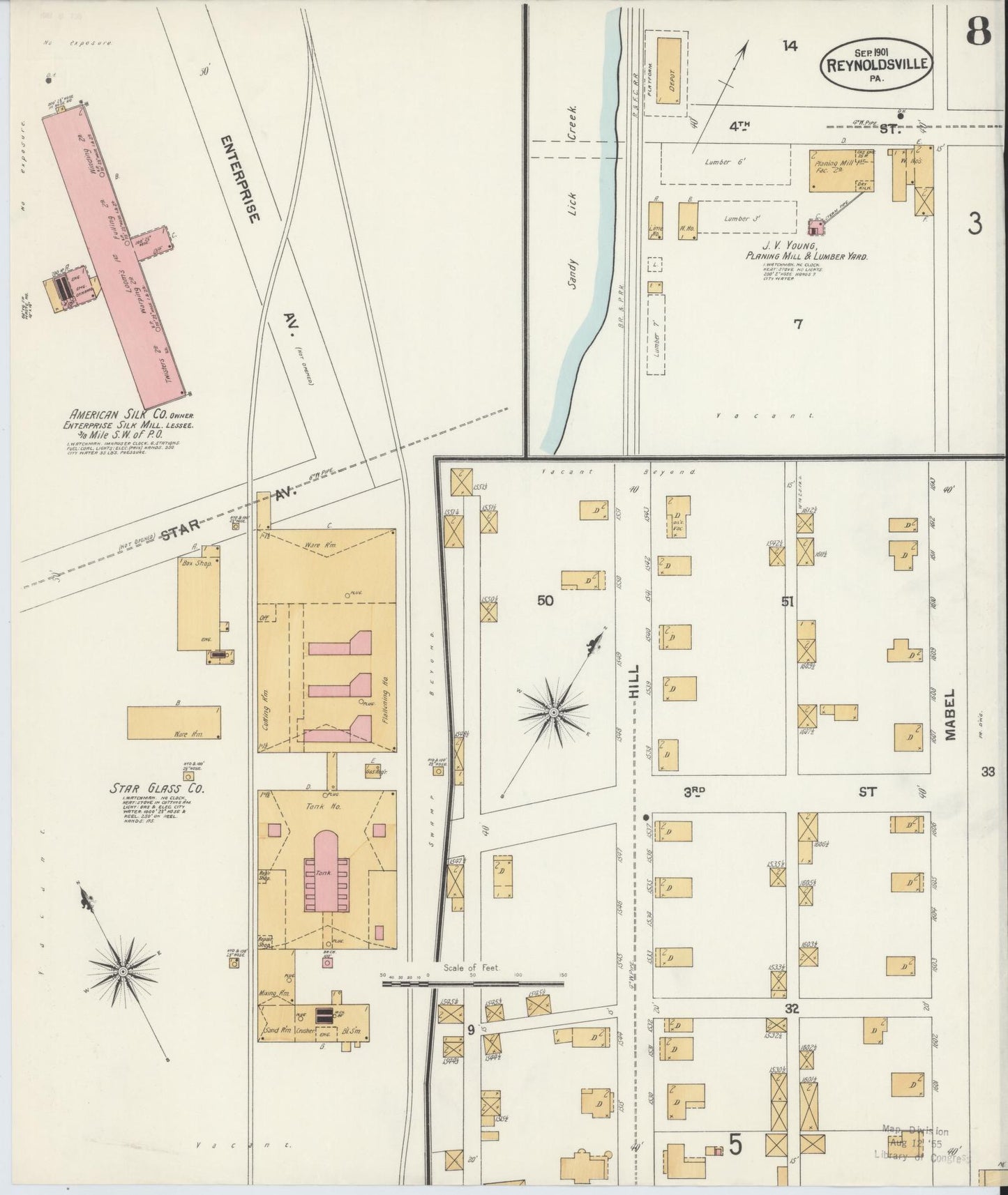 Sanborn Fire Insurance Map from Reynoldsville, Jefferson County, Pennsylvania (1901), Sheet #0008 - Complete Map Set gallery image, historic Sanborn map, vintage wall art, Pennsylvania Pennsylvania