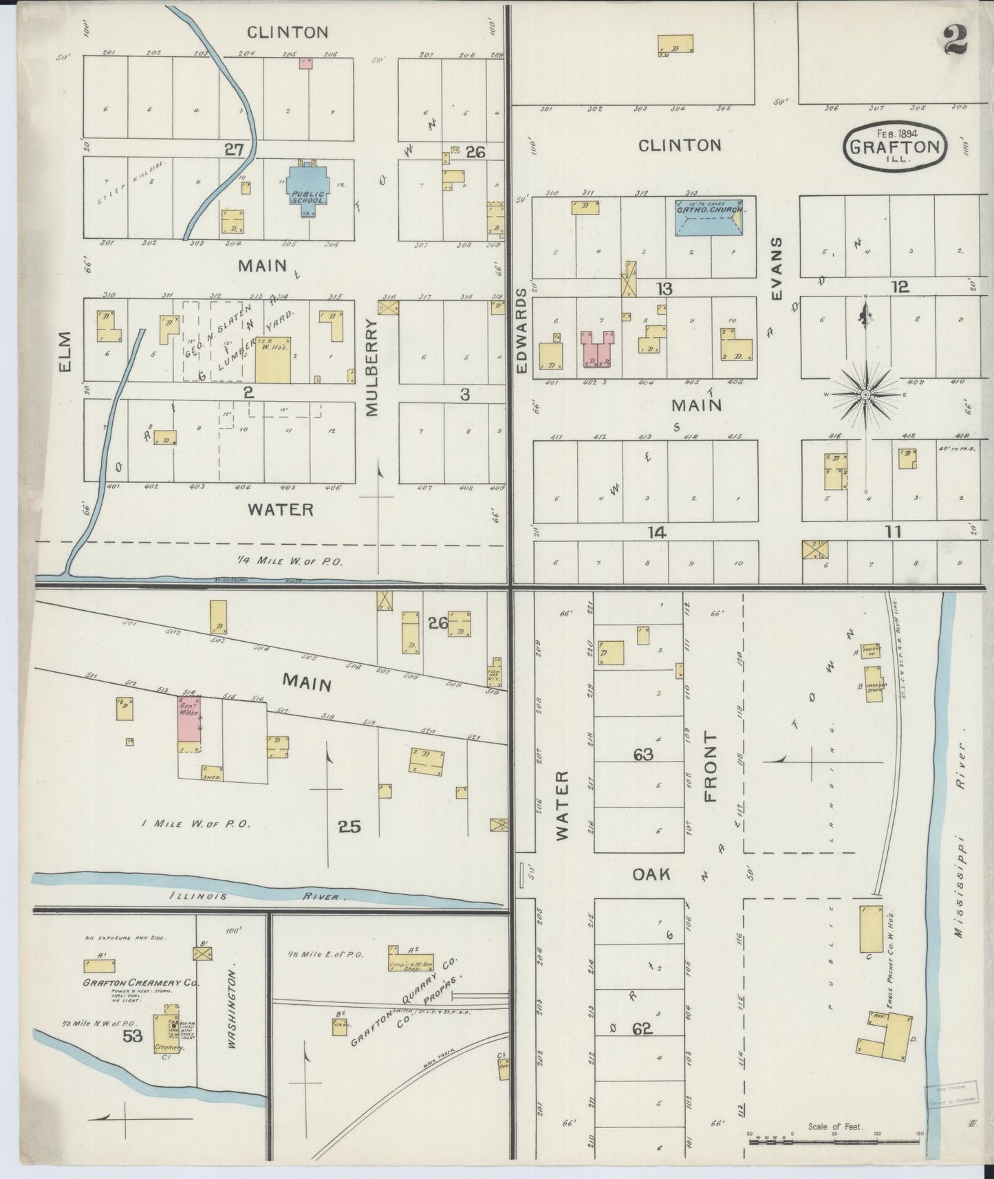 Sanborn Fire Insurance Map from Grafton, Jersey County, Illinois (1894), Sheet #0002 - Complete Map Set gallery image, historic Sanborn map, vintage wall art, Illinois Illinois
