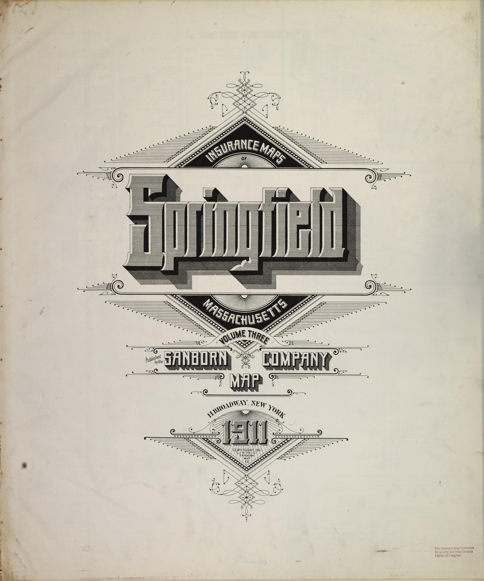 Sanborn Fire Insurance Map from Springfield, Hampden County, Massachusetts (1911), Sheet #0001 - Complete Map Set gallery image, historic Sanborn map, vintage wall art, Massachusetts Massachusetts