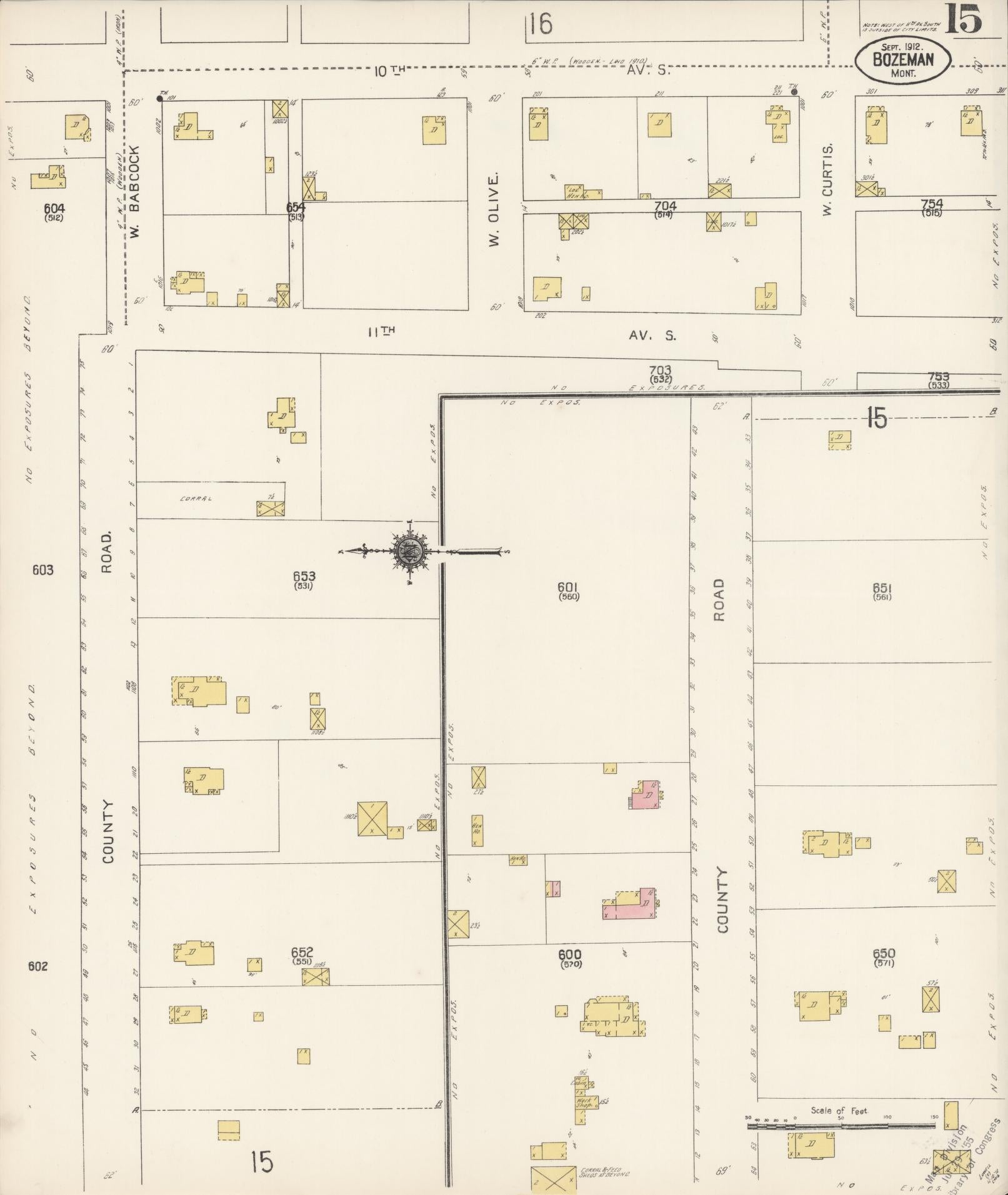 Sanborn Fire Insurance Map from Bozeman, Gallatin County, Montana (1912), Sheet #0015 - Complete Map Set gallery image, historic Sanborn map, vintage wall art, Montana Montana