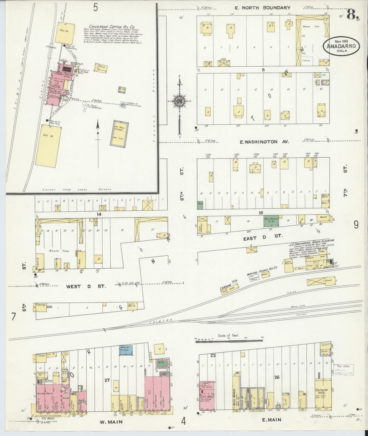 Sanborn Fire Insurance Map from Anadarko, Caddo County, Oklahoma (1910), Sheet #0008 - Complete Map Set gallery image, historic Sanborn map, vintage wall art, Oklahoma Oklahoma