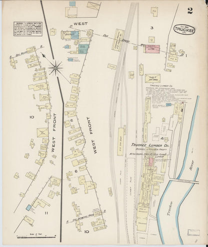 Sanborn Fire Insurance Map from Truckee, Nevada County, California (1885), Sheet #0002 - Complete Map Set gallery image, historic Sanborn map, vintage wall art, Truckee Nevada