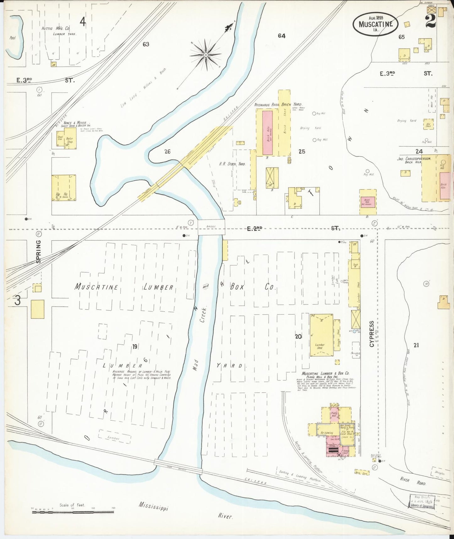 Sanborn Fire Insurance Map from Muscatine, Muscatine County, Iowa (1899), Sheet #0002 - Historic Sanborn Fire Insurance Map Print