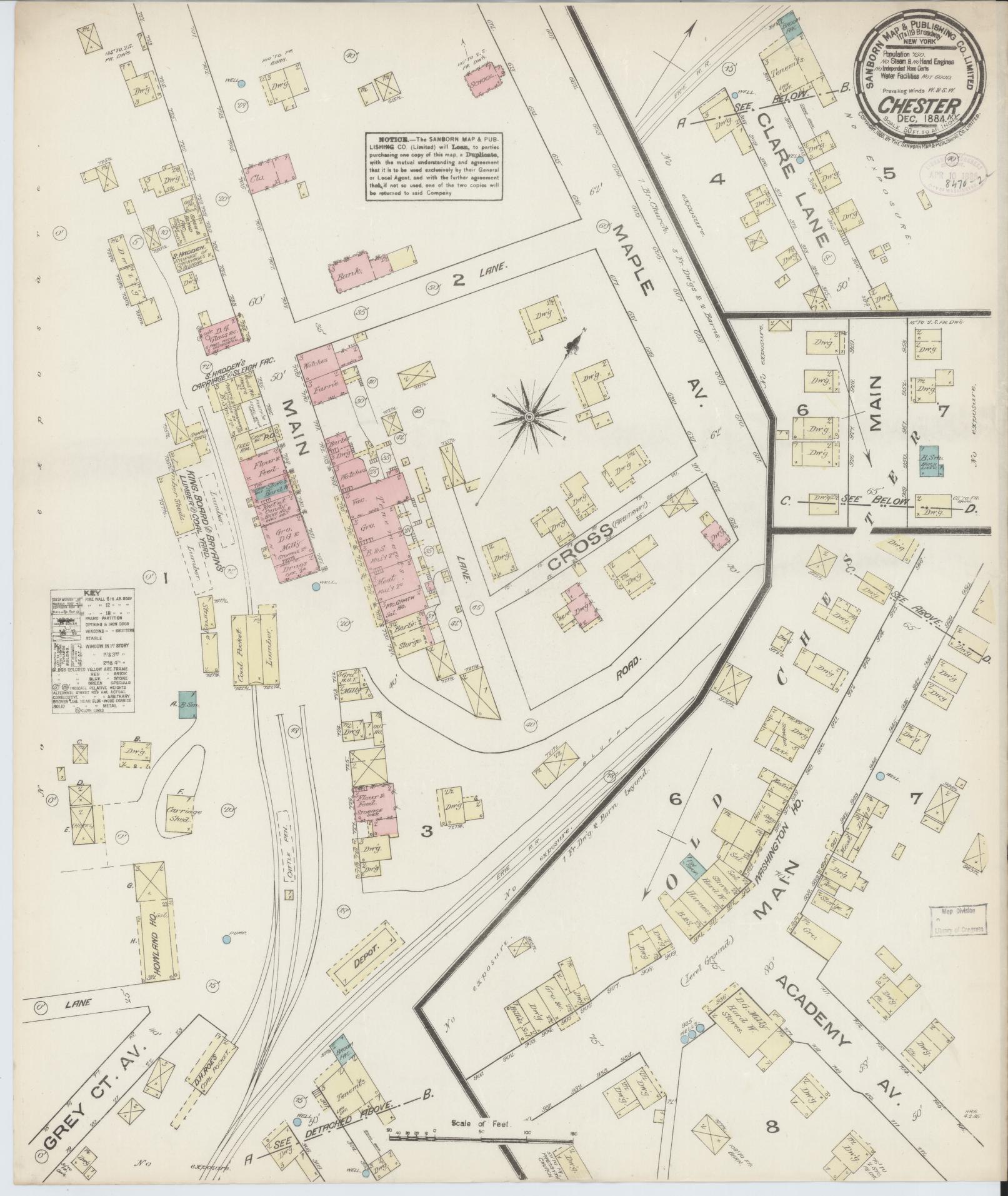 Sanborn Fire Insurance Map from Chester, Orange County, New York. (1884) – Historic Sanborn Fire Insurance Map Print
