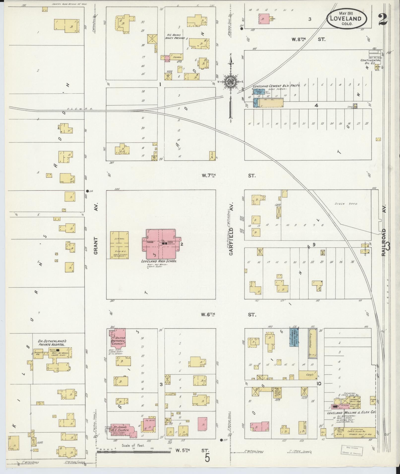 Sanborn Fire Insurance Map from Loveland, Larimer County, Colorado (1911), Sheet #0002 - Complete Map Set gallery image, historic Sanborn map, vintage wall art, Colorado Colorado