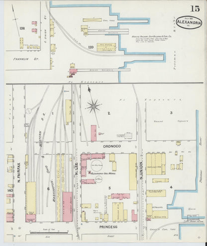 Sanborn Fire Insurance Map from Alexandria, Independent Cities, Virginia (1891), Sheet #0015 - Complete Map Set gallery image, historic Sanborn map, vintage wall art, Virginia Virginia