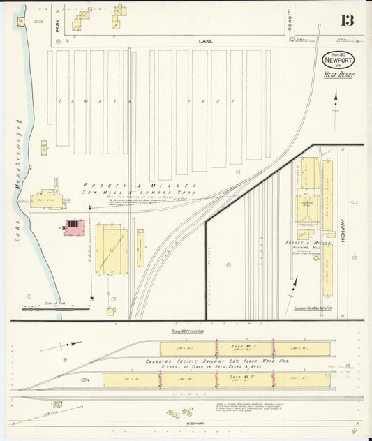 Sanborn Fire Insurance Map from Newport, Orleans County, Vermont (1913), Sheet #0013 - Historic Sanborn Fire Insurance Map Print, vintage old map wall art, antique decor, genealogy gift, Vermont Vermont map