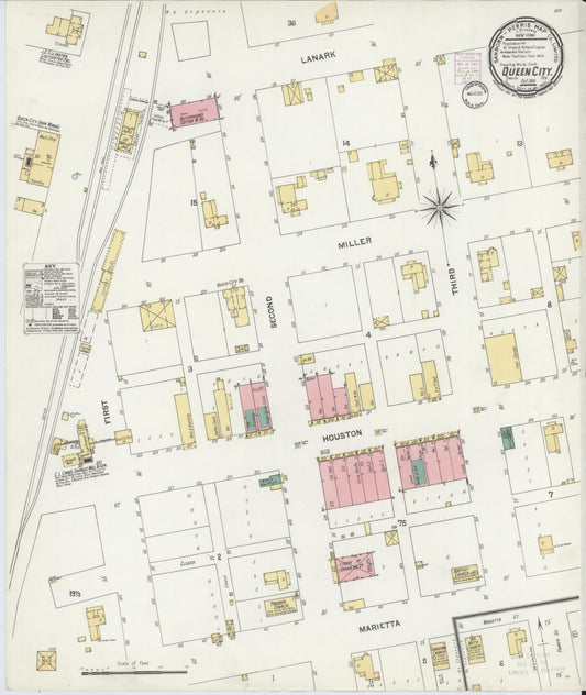 Sanborn Fire Insurance Map from Queen City, Cass County, Texas (1901), Sheet #0001 - Historic Sanborn Fire Insurance Map Print, vintage old map wall art, antique decor, genealogy gift, Texas Texas map