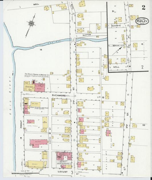 Sanborn Fire Insurance Map from Ripley, Brown County, Ohio (1920), Sheet #0002 - Historic Sanborn Fire Insurance Map Print, vintage old map wall art, antique decor, genealogy gift, Ohio Ohio map