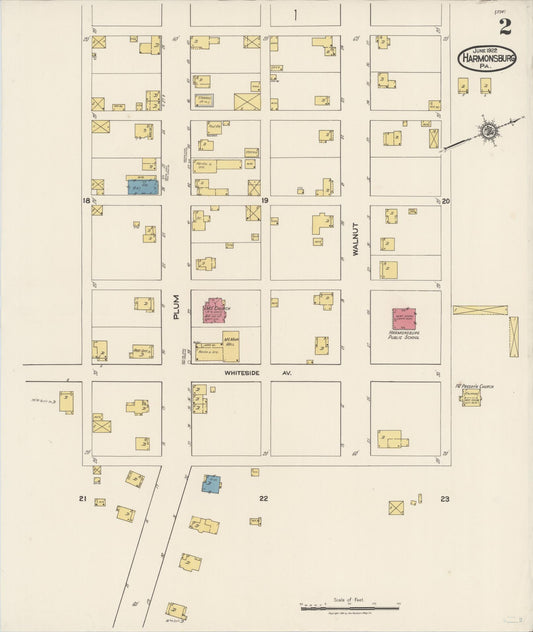 Sanborn Fire Insurance Map from Harmonsburg, Crawford County, Pennsylvania (1922), Sheet #0002 - Historic Sanborn Fire Insurance Map Print, vintage old map wall art, antique decor, genealogy gift, Pennsylvania Pennsylvania map