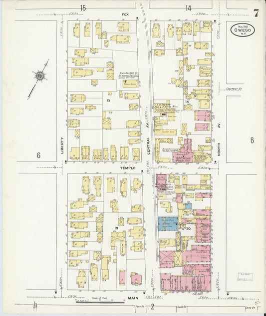 Sanborn Fire Insurance Map from Owego, Tioga County, New York (1910), Sheet #0007 - Historic Sanborn Fire Insurance Map Print, vintage old map wall art, antique decor, genealogy gift, New York New York map