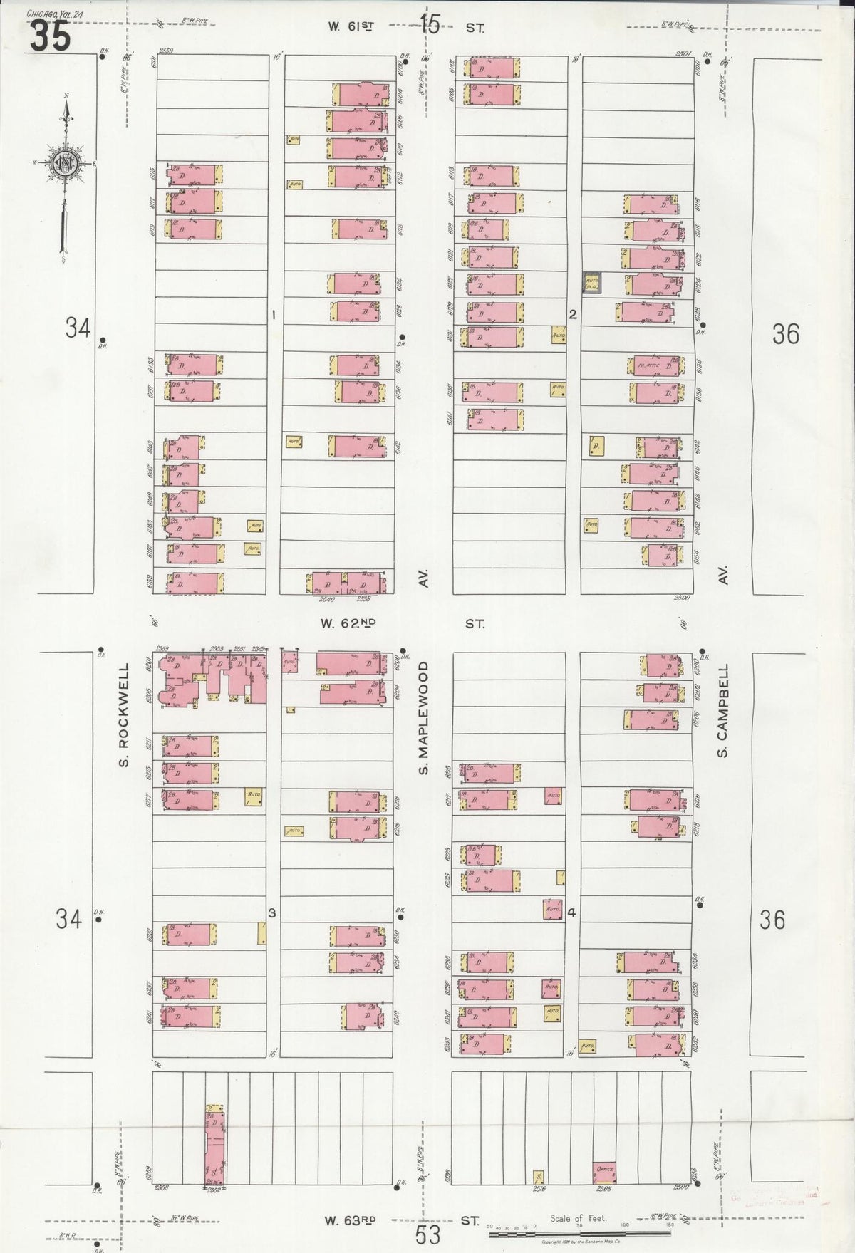 Sanborn Fire Insurance Map from Chicago, Cook County, Illinois (1920), Sheet #0035 - Historic Sanborn Fire Insurance Map Print, vintage old map wall art, antique decor, genealogy gift, Illinois Illinois map