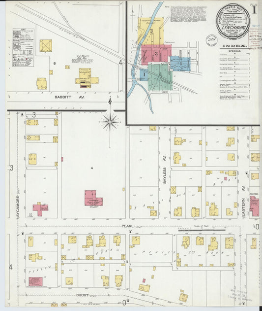 Sanborn Fire Insurance Map from Lynchburg, Highland County, Ohio (1900), Sheet #0001 - Historic Sanborn Fire Insurance Map Print, vintage old map wall art, antique decor, genealogy gift, Ohio Ohio map