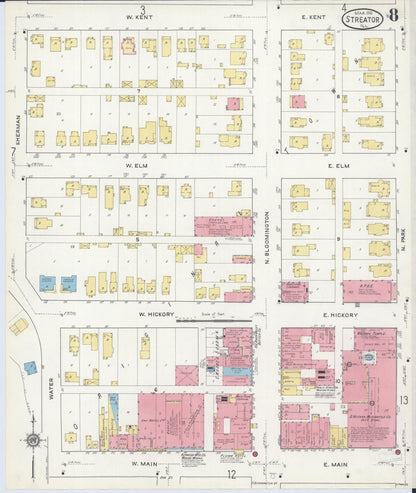 Sanborn Fire Insurance Map from Streator, La Salle County, Illinois (1916), Sheet #0008 - Complete Map Set gallery image, historic Sanborn map, vintage wall art, Illinois Illinois
