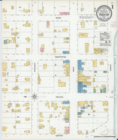 Sanborn Fire Insurance Map from Rockton, Winnebago County, Illinois (1904), Sheet #0001 - Complete Map Set gallery image, historic Sanborn map, vintage wall art, Illinois Illinois