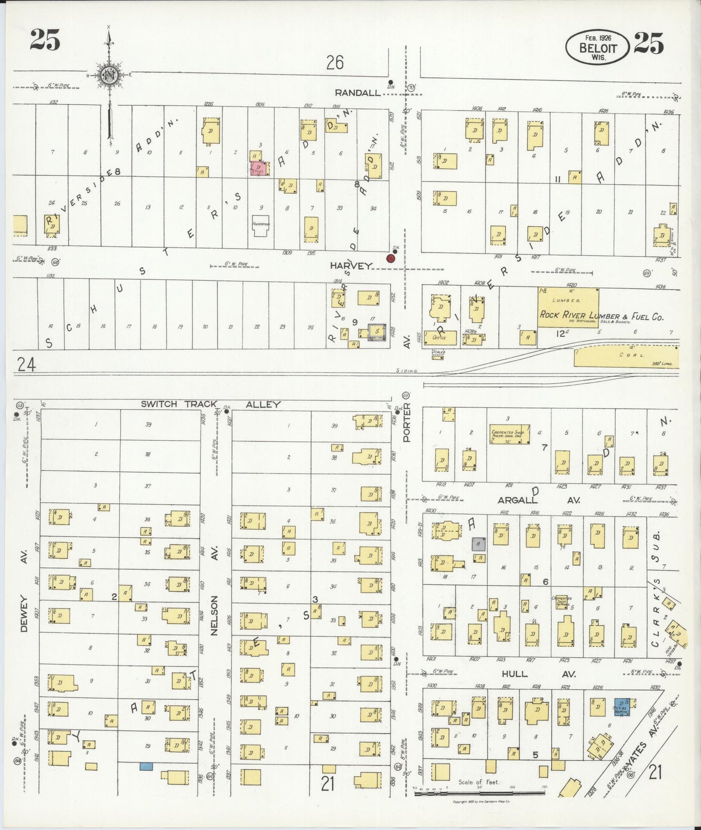 Sanborn Fire Insurance Map from Beloit, Rock County, Wisconsin (1926), Sheet #0025 - Complete Map Set gallery image, historic Sanborn map, vintage wall art, Wisconsin Wisconsin