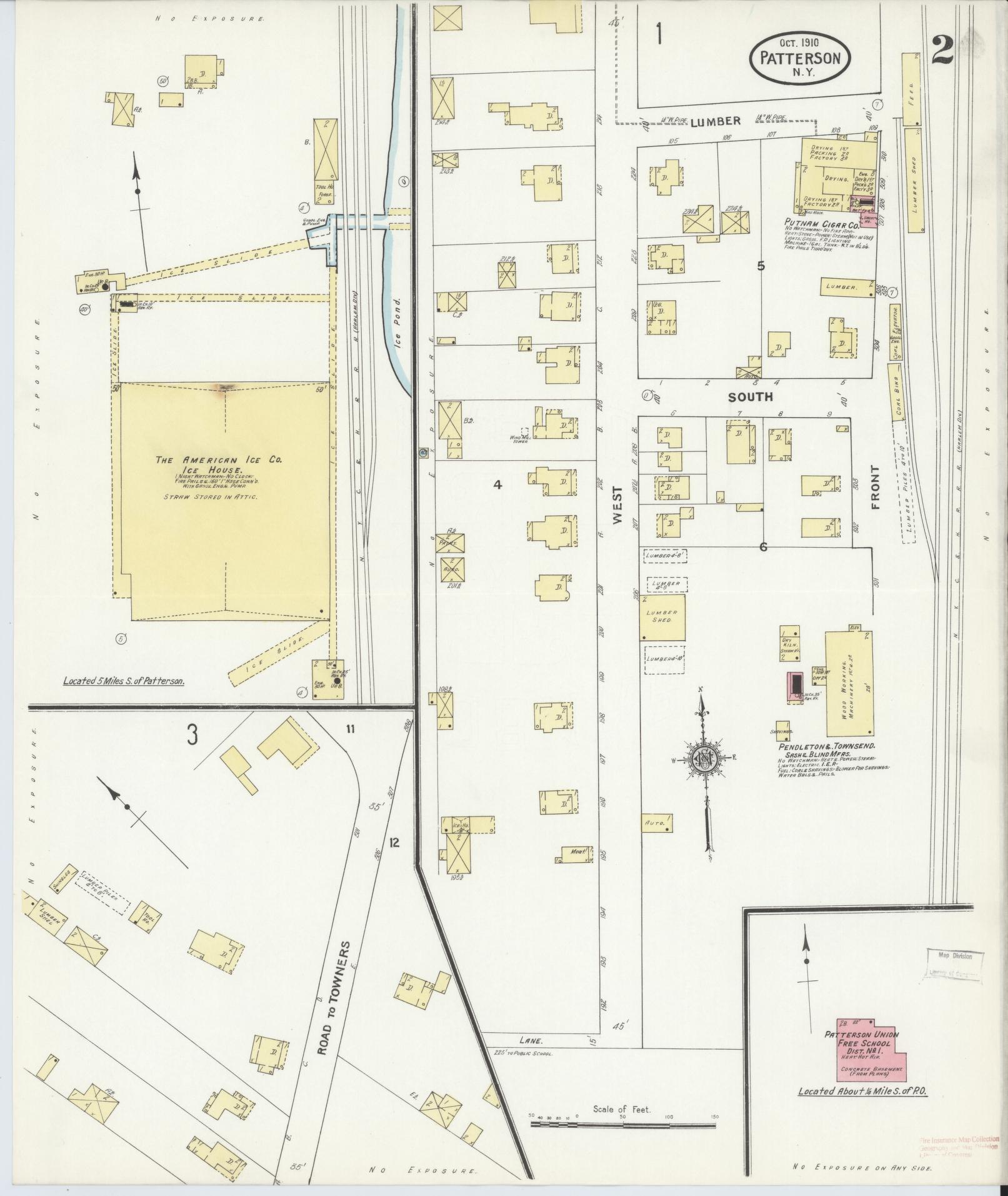 Sanborn Fire Insurance Map from Patterson, Putnam County, New York (1910), Sheet #0002 - Complete Map Set gallery image, historic Sanborn map, vintage wall art, New York New York