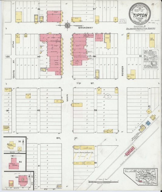 Sanborn Fire Insurance Map from Tipton, Tillman County, Oklahoma (1920), Sheet #0001 - Historic Sanborn Fire Insurance Map Print, vintage old map wall art, antique decor, genealogy gift, Oklahoma Oklahoma map