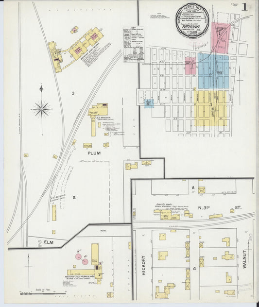 Sanborn Fire Insurance Map from Wenona, Marshall County, Illinois (1892), Sheet #0001 - Complete Map Set gallery image, historic Sanborn map, vintage wall art, Illinois Illinois
