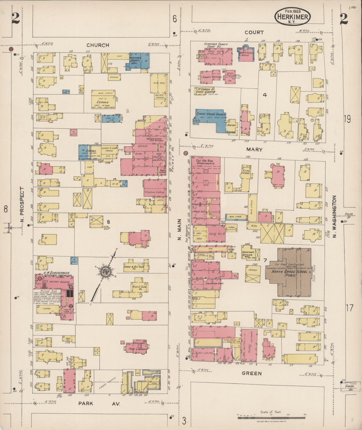 Sanborn Fire Insurance Map from Herkimer, Herkimer County, New York (1923), Sheet #0002 - Complete Map Set gallery image, historic Sanborn map, vintage wall art, New York New York
