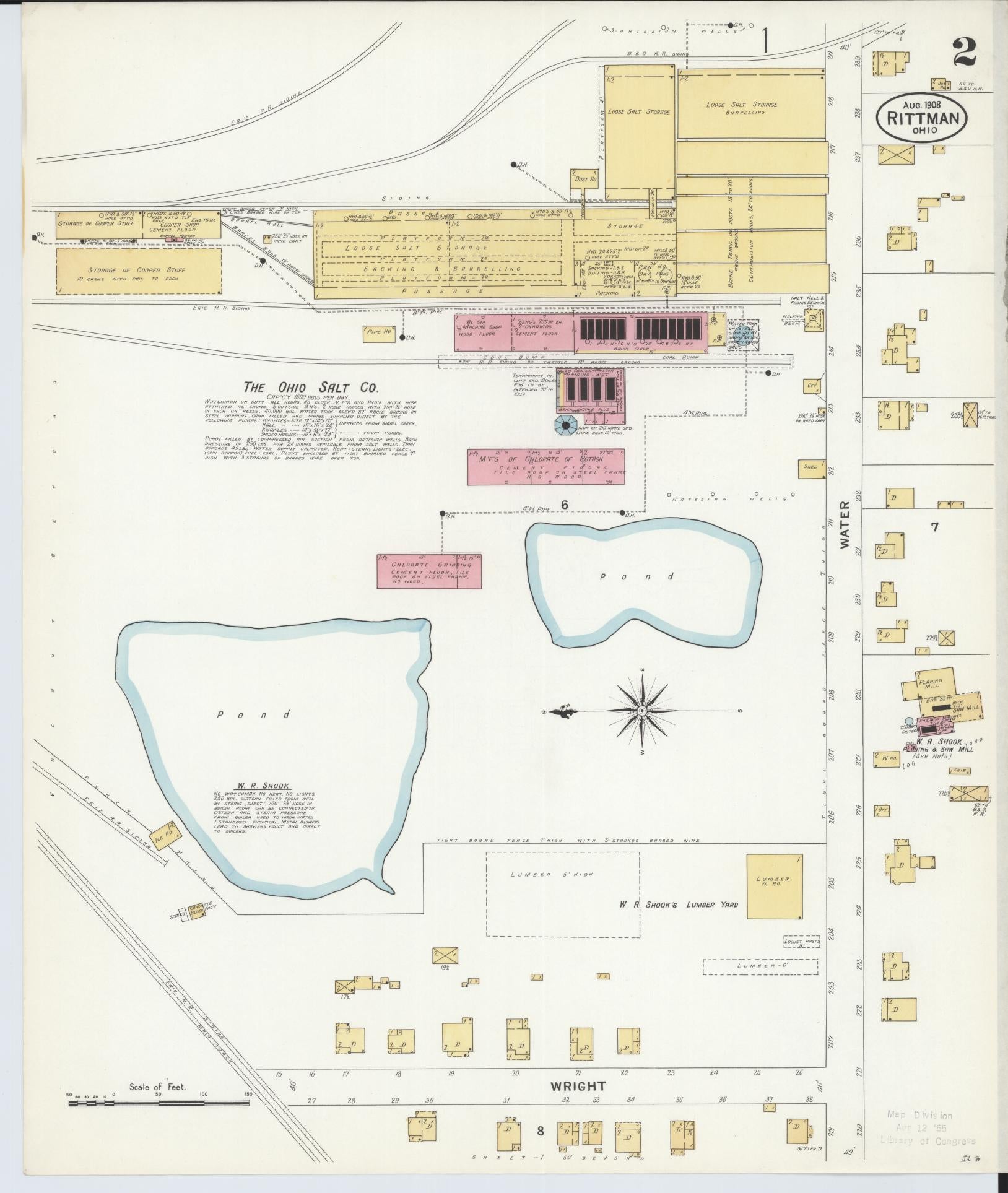 Sanborn Fire Insurance Map from Rittman, Wayne County, Ohio (1908), Sheet #0002 - Historic Sanborn Fire Insurance Map Print, vintage old map wall art, antique decor, genealogy gift, Ohio Ohio map