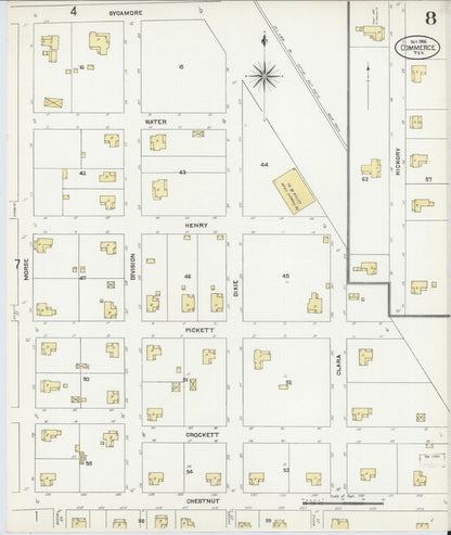 Sanborn Fire Insurance Map from Commerce, Hunt County, Texas (1906), Sheet #0008 - Historic Sanborn Fire Insurance Map Print, vintage old map wall art, antique decor, genealogy gift, Texas Texas map