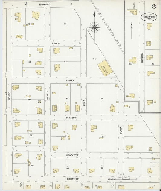 Sanborn Fire Insurance Map from Commerce, Hunt County, Texas (1906), Sheet #0008 - Historic Sanborn Fire Insurance Map Print, vintage old map wall art, antique decor, genealogy gift, Texas Texas map