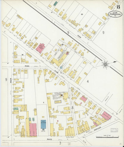 Sanborn Fire Insurance Map from Cambridge, Dorchester County, Maryland (1906), Sheet #0008 - Complete Map Set gallery image, historic Sanborn map, vintage wall art, Maryland Maryland