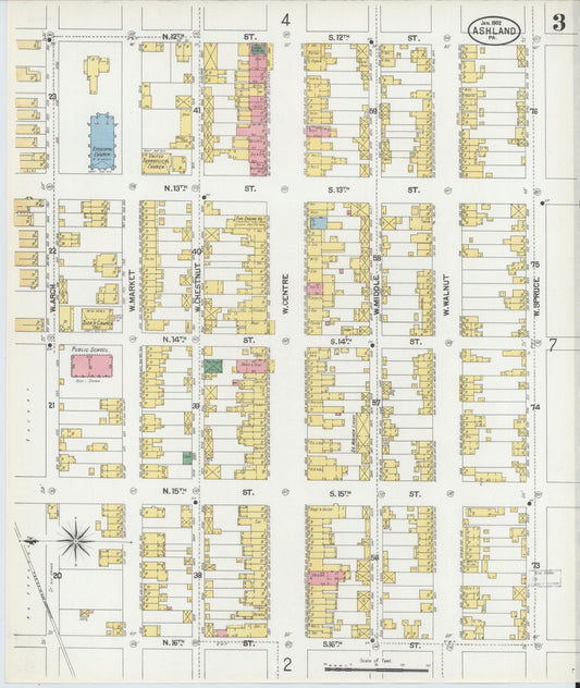 Sanborn Fire Insurance Map from Ashland, Schuylkill County, Pennsylvania (1902), Sheet #0003 - Historic Sanborn Fire Insurance Map Print, vintage old map wall art, antique decor, genealogy gift, Pennsylvania Pennsylvania map