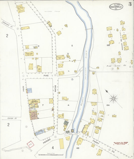 Sanborn Fire Insurance Map from Coulterville, Mariposa County, California (1903), Sheet #0003 - Historic Sanborn Fire Insurance Map Print, vintage old map wall art, antique decor, genealogy gift, California California map