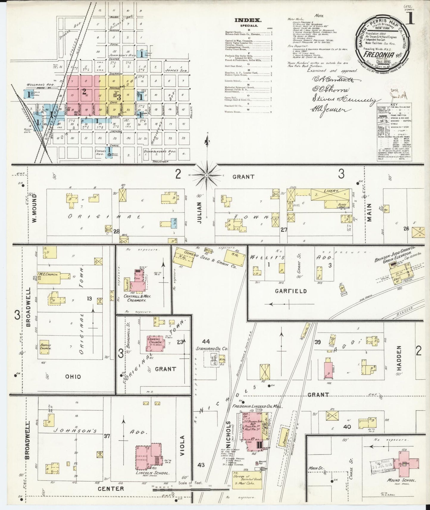 Sanborn Fire Insurance Map from Fredonia, Wilson County, Kansas. (1896) – Historic Sanborn Fire Insurance Map Print
