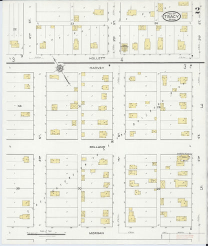 Sanborn Fire Insurance Map from Tracy, Lyon County, Minnesota (1917), Sheet #0002 - Historic Sanborn Fire Insurance Map Print, vintage old map wall art, antique decor, genealogy gift, Minnesota Minnesota map