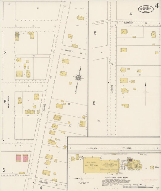 Sanborn Fire Insurance Map from Lemoore, Kings County, California (1915), Sheet #0004 - Historic Sanborn Fire Insurance Map Print, vintage old map wall art, antique decor, genealogy gift, California California map