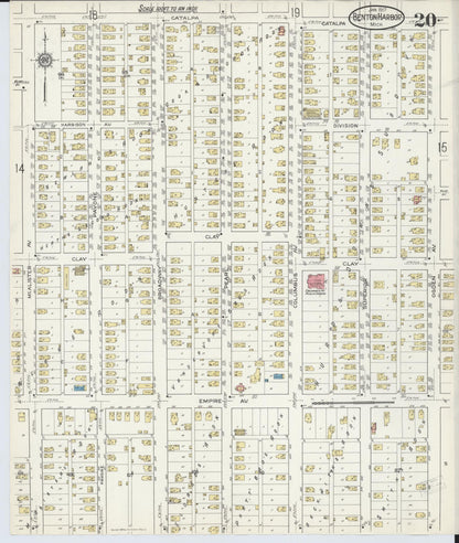 Sanborn Fire Insurance Map from Benton Harbor, Berrien County, Michigan (1917), Sheet #0020 - Historic Sanborn Fire Insurance Map Print, vintage old map wall art, antique decor, genealogy gift, Michigan Michigan map