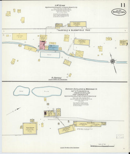 Sanborn Fire Insurance Map from Bardstown, Nelson County, Kentucky (1910), Sheet #0011 - Complete Map Set gallery image, historic Sanborn map, vintage wall art, Kentucky Kentucky