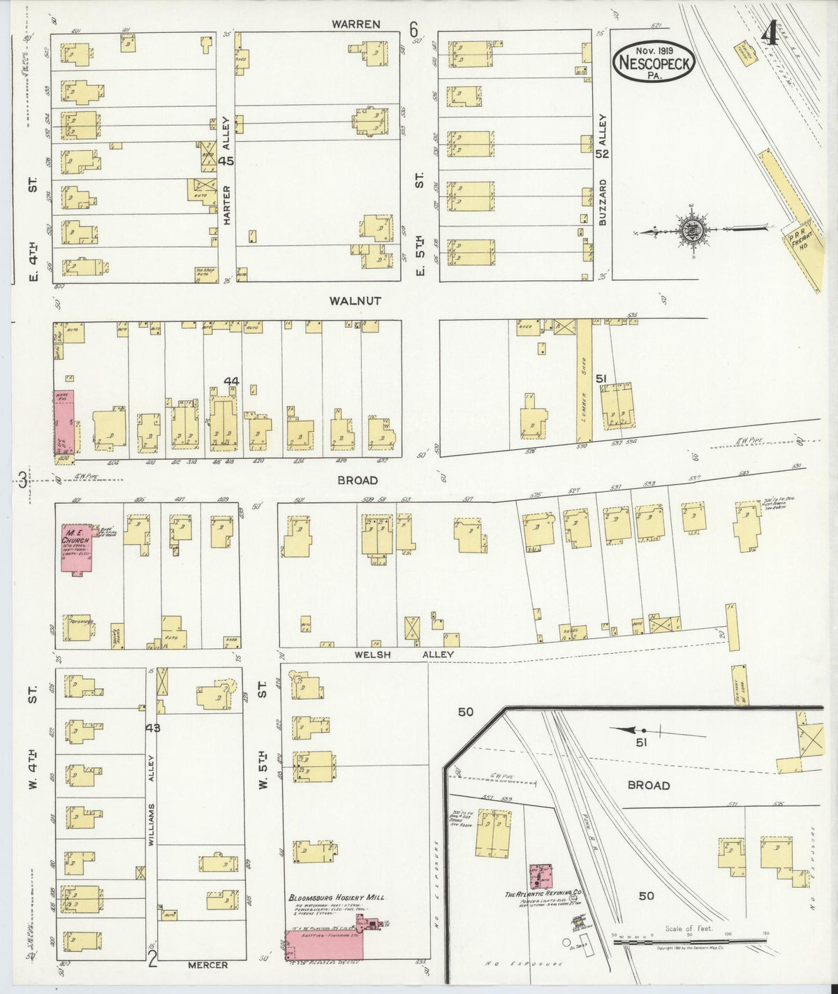 Sanborn Fire Insurance Map from Nescopeck, Luzerne County, Pennsylvania (1919), Sheet #0004 - Complete Map Set gallery image, historic Sanborn map, vintage wall art, Pennsylvania Pennsylvania