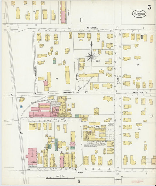 Sanborn Fire Insurance Map from Norwich, Chenango County, New York (1903), Sheet #0005 - Historic Sanborn Fire Insurance Map Print, vintage old map wall art, antique decor, genealogy gift, New York New York map