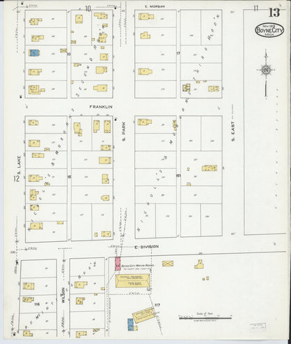 Sanborn Fire Insurance Map from Boyne City, Charlevoix County, Michigan (1919), Sheet #0013 - Complete Map Set gallery image, historic Sanborn map, vintage wall art, Michigan Michigan