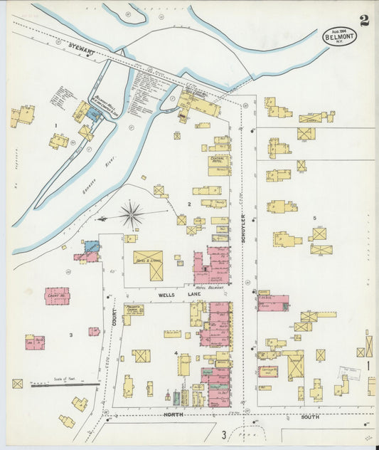 Sanborn Fire Insurance Map from Belmont, Allegany County, New York (1904), Sheet #0002 - Historic Sanborn Fire Insurance Map Print, vintage old map wall art, antique decor, genealogy gift, New York New York map