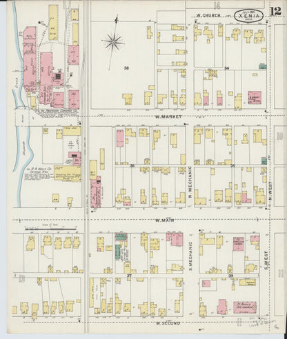 Sanborn Fire Insurance Map from Xenia, Greene County, Ohio (1895), Sheet #0012 - Historic Sanborn Fire Insurance Map Print, vintage old map wall art, antique decor, genealogy gift, Ohio Ohio map